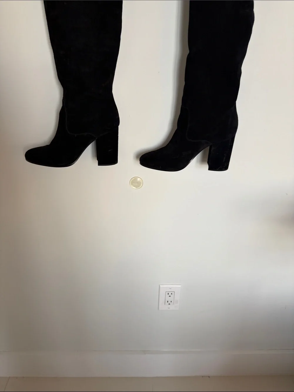 Polo by Ralph Lauren Black Suede Over-the-Knee Block Heel Boots